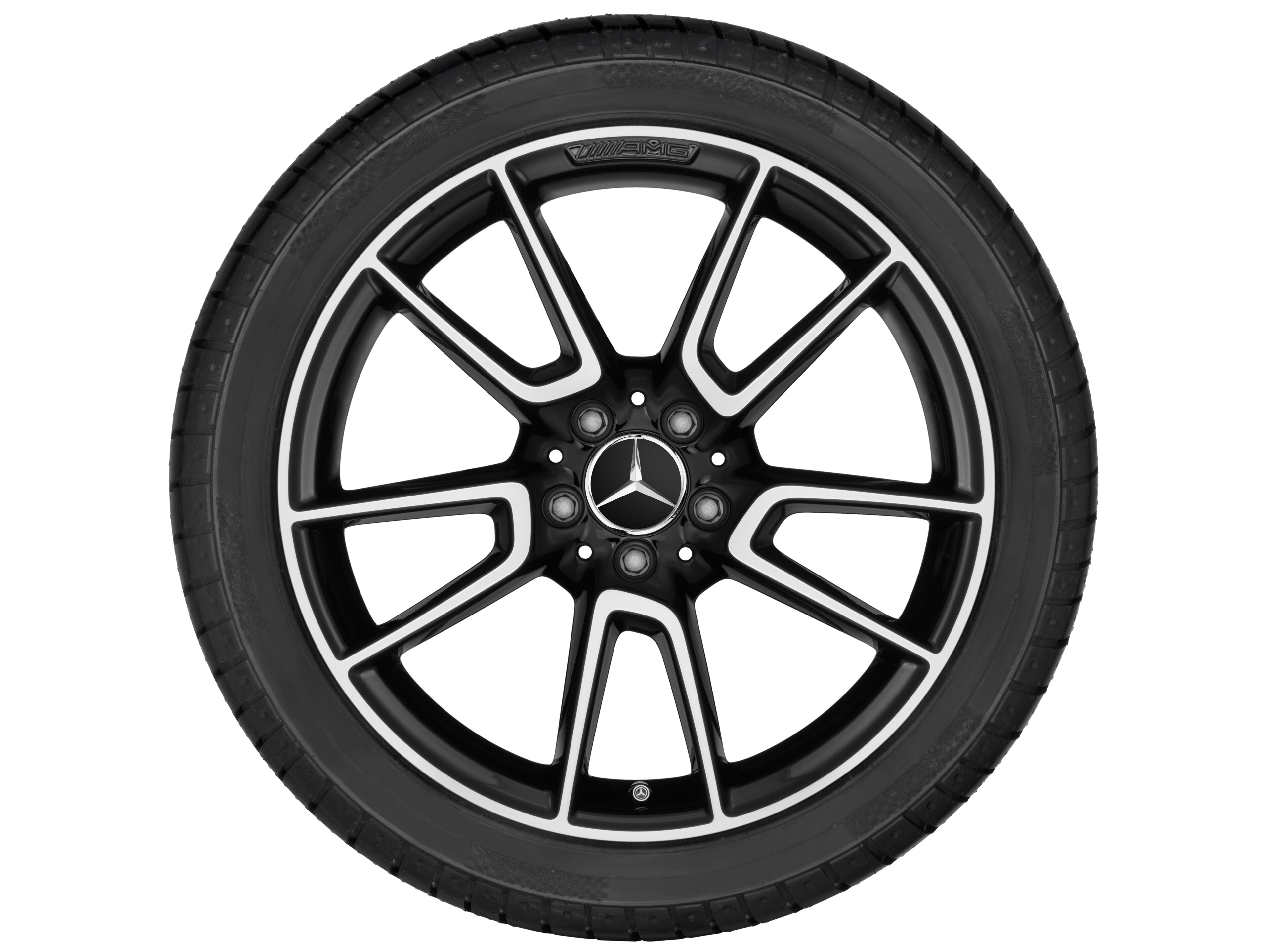 Llanta de 5 radios dobles AMG, 48,3 cm (19 pulgadas) - 7,5 J x 19 ET 44, negro, pulido a alto brillo