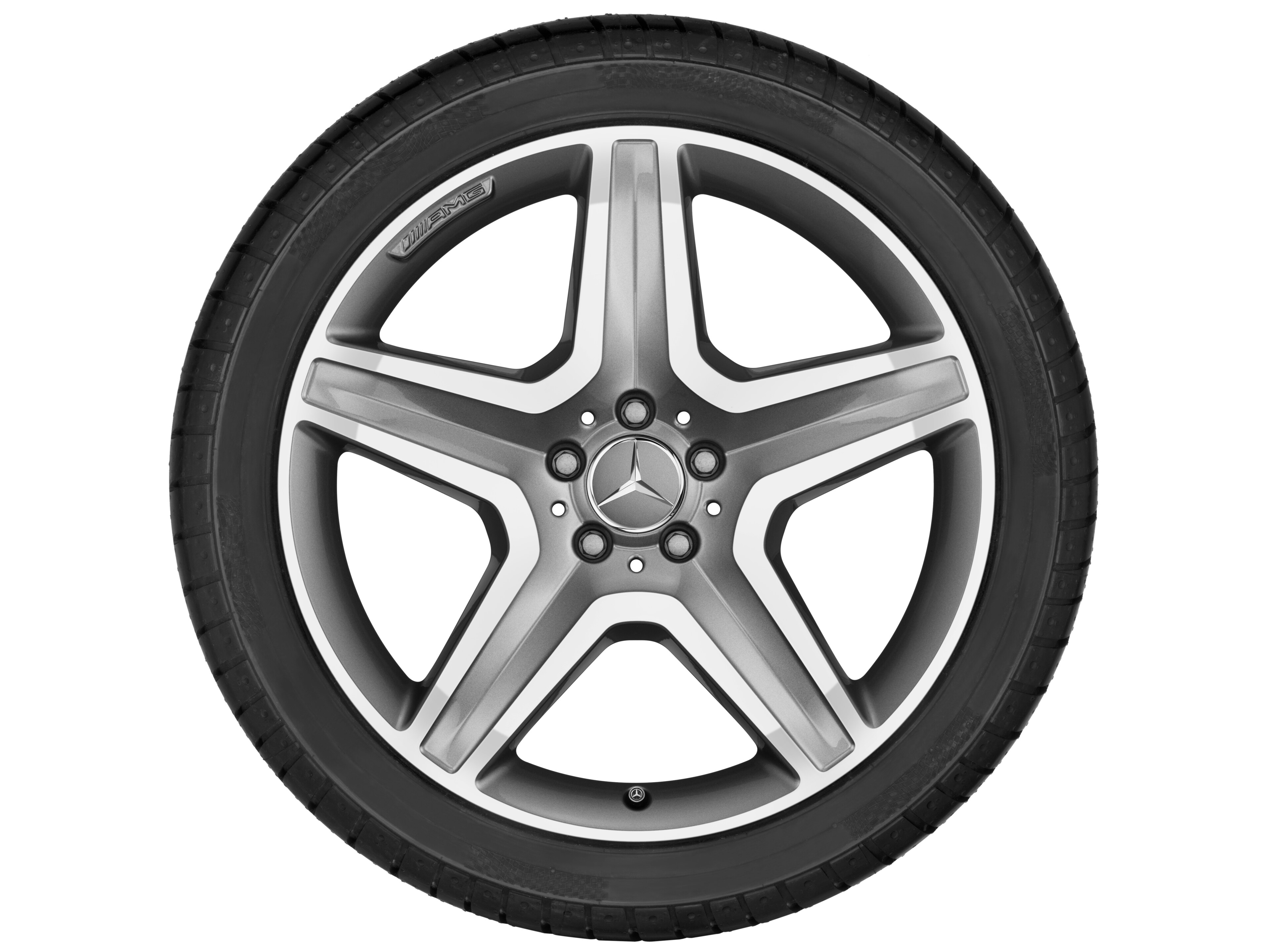 Llanta AMG de 5 radios, 50,8 cm (20 pulgadas) - 9 J x 20 ET 57, gris titanio, pulido a alto brillo