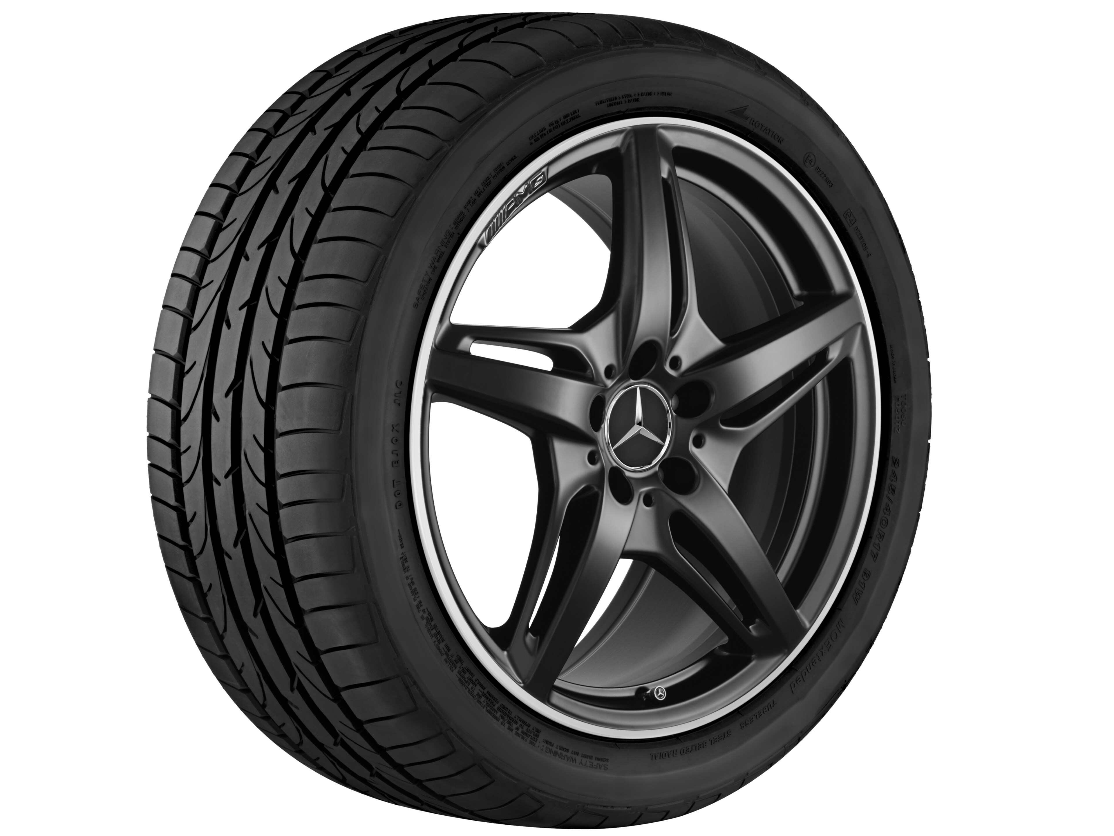 Llanta AMG de 5 radios, 50,8 cm (20 pulgadas), Pestaña de la llanta diamantada brillante - 11 J x 20 ET 68, negro mate