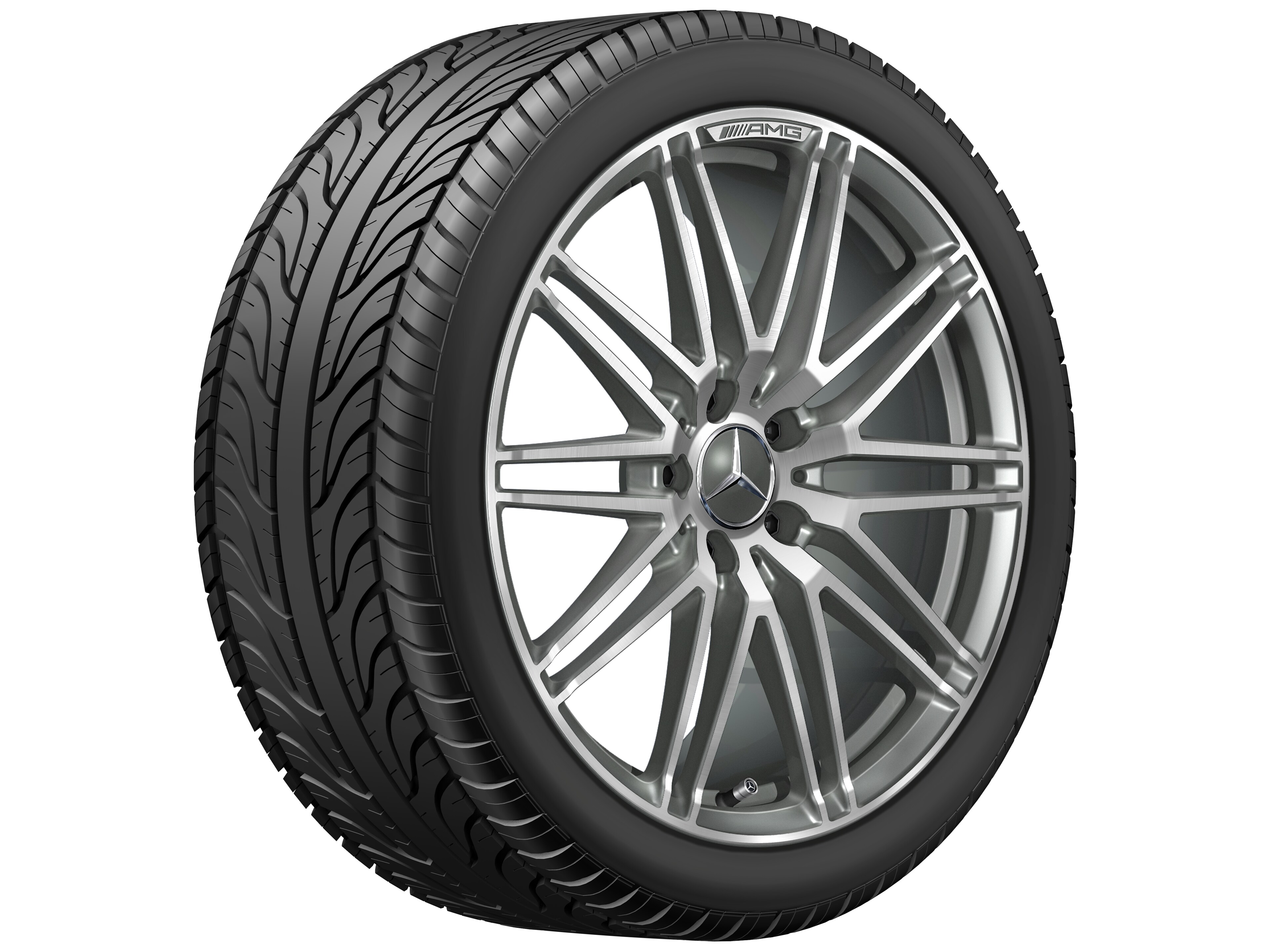 Llanta forjada AMG en diseño de 10 radios, 50,8 cm (20 pulgadas) - 12 J x 20 ET 46, gris titanio, pulido a alto brillo