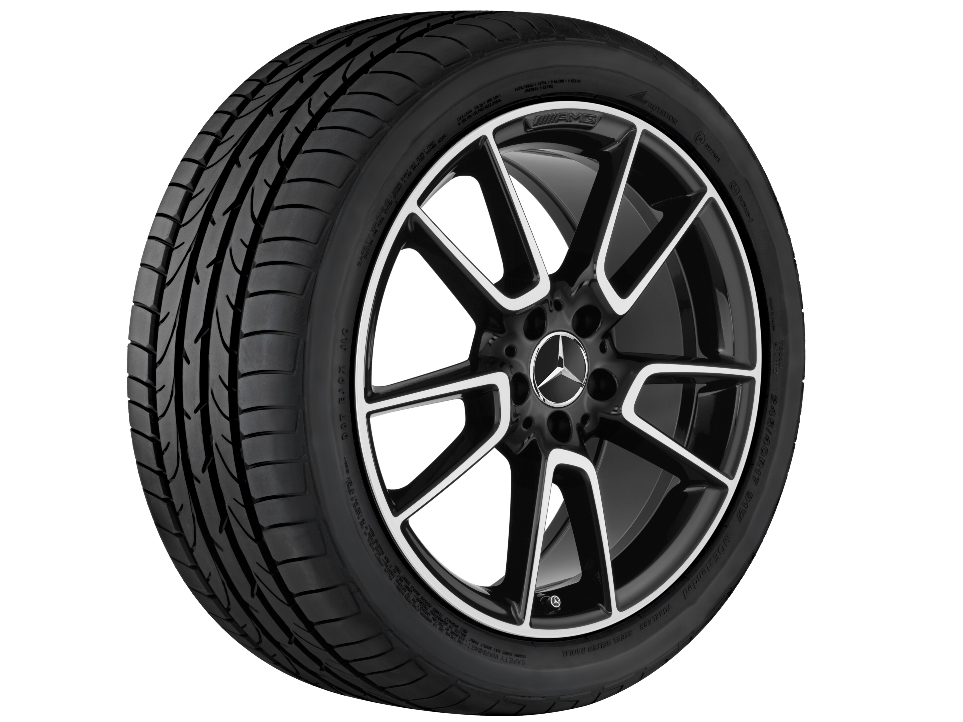 Llanta de 5 radios dobles AMG, 48,3 cm (19 pulgadas) - 7,5 J x 19 ET 44, negro, pulido a alto brillo