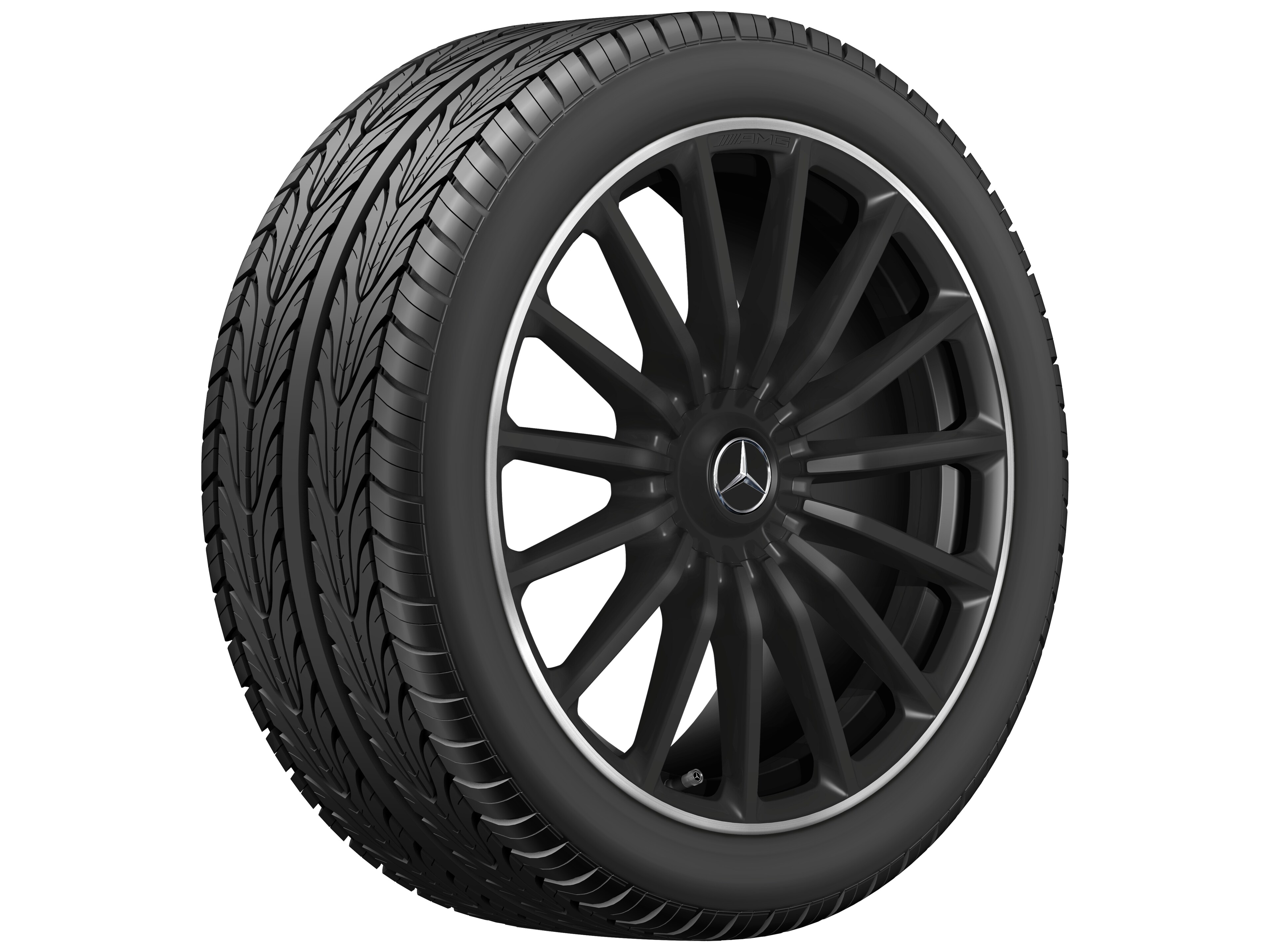 Llanta multirradio AMG, 50,8 cm (20 pulgadas), Pestaña de la llanta diamantada brillante - 11 J x 20 ET 20, negro mate