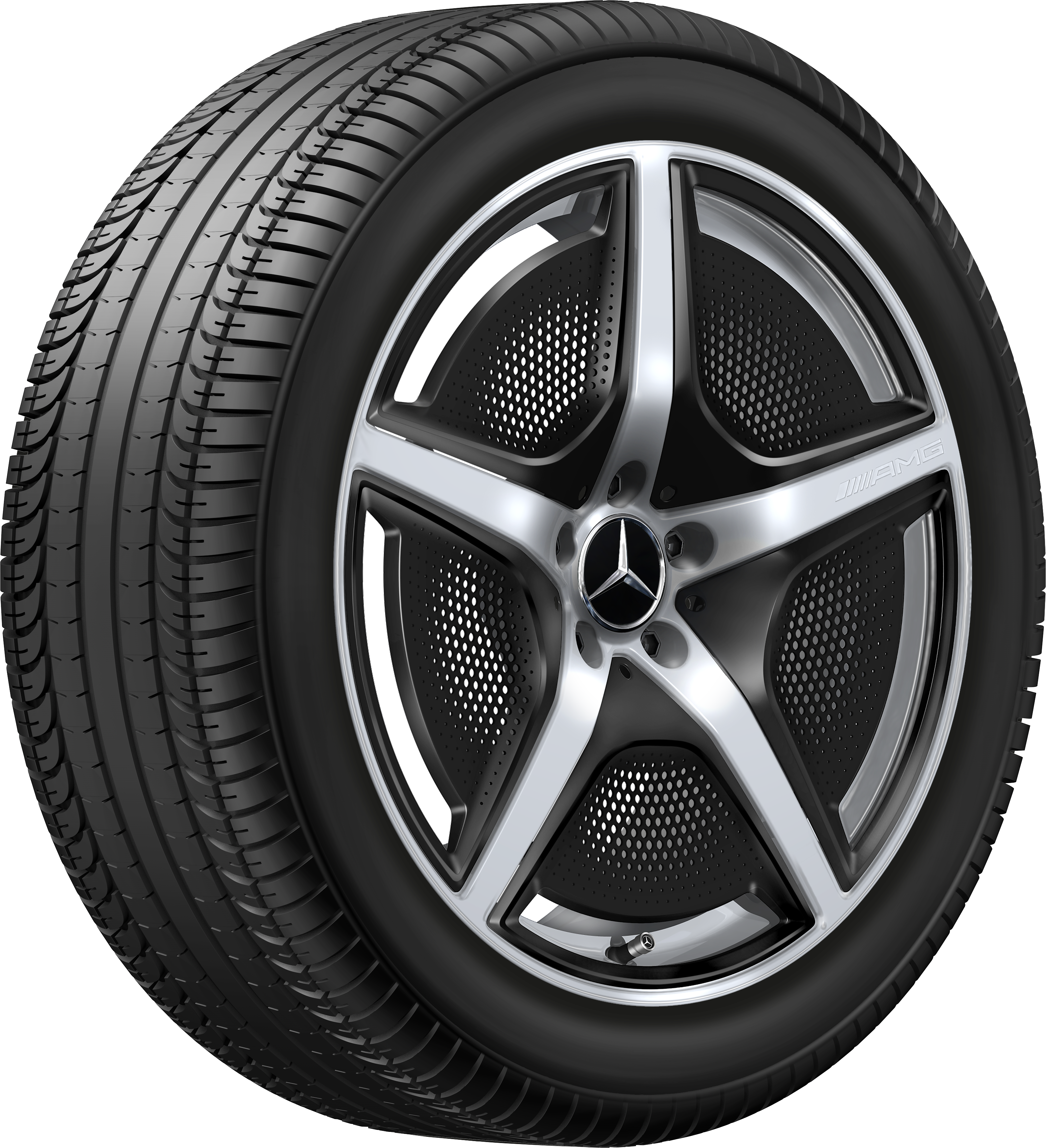 Llanta AMG de 5 radios, 50,8 cm (20 pulgadas) - 10 J x 20 ET 66, plata vanadio, de alto brillo