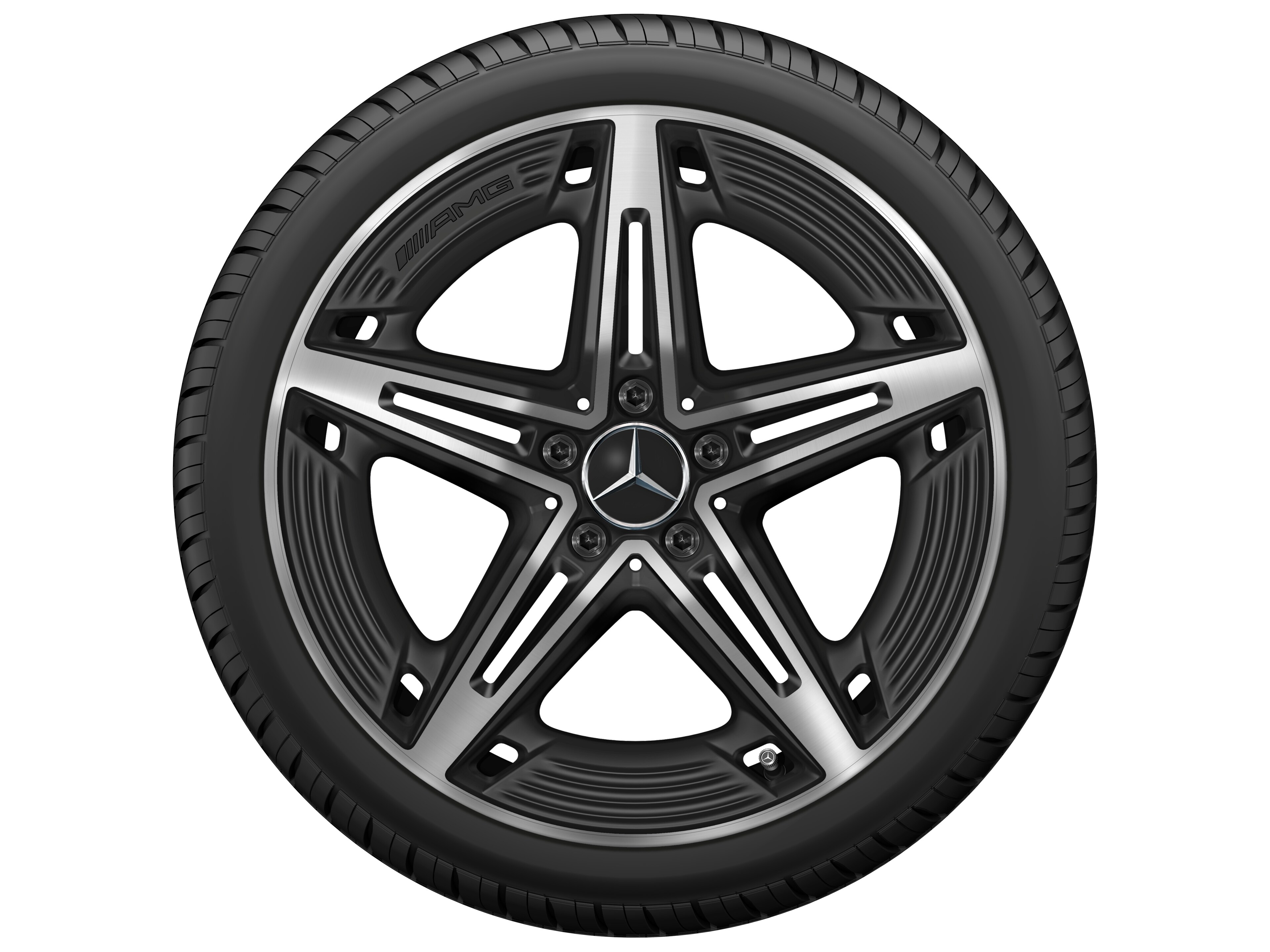 Llanta AMG de 5 radios, 48,3 cm (19 pulgadas) - 8,5 J x 19 ET 46, negro mate, pulido a alto brillo
