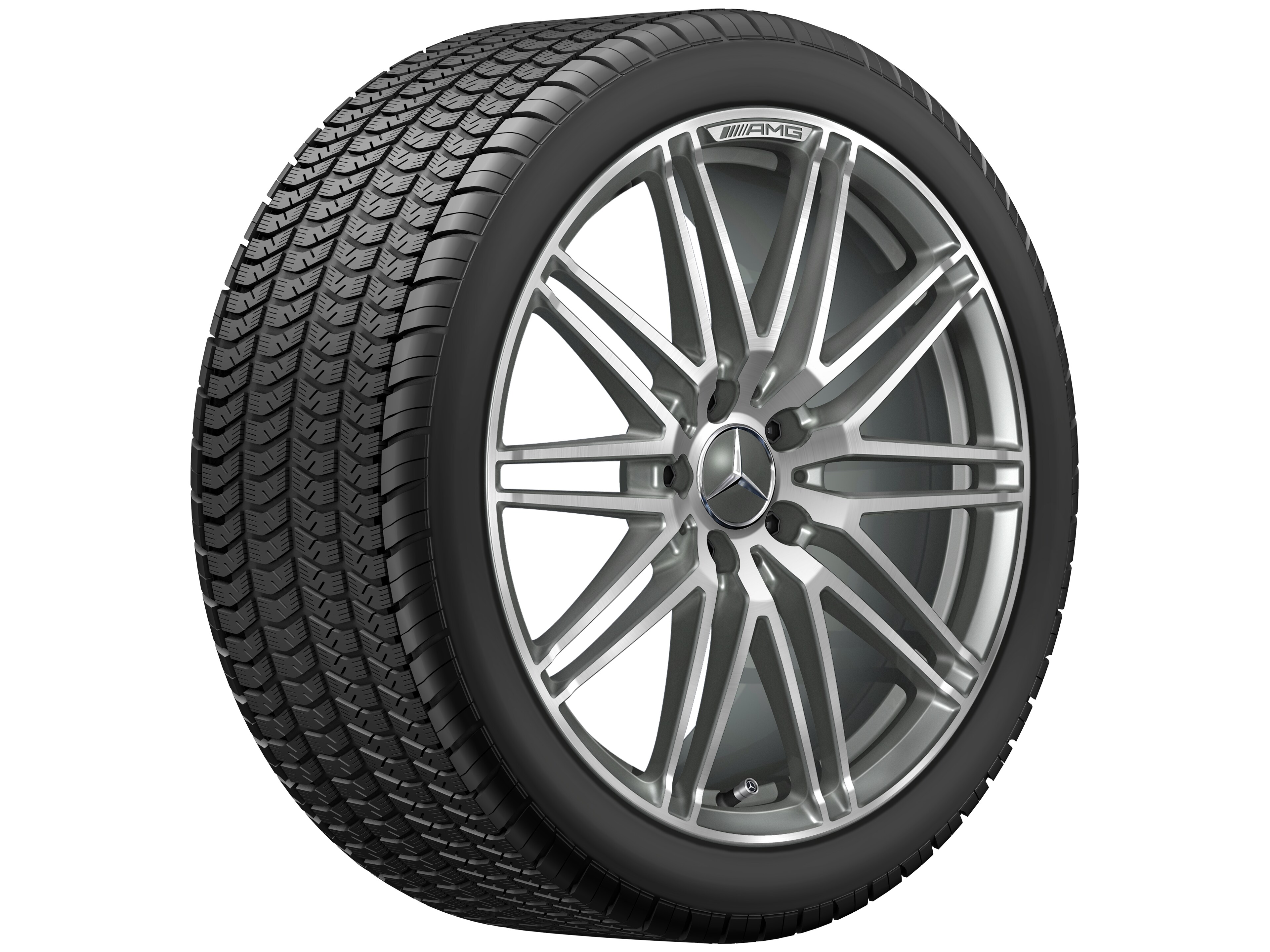 Llanta forjada AMG en diseño de 10 radios, 50,8 cm (20 pulgadas) - 12 J x 20 ET 46, gris titanio, pulido a alto brillo