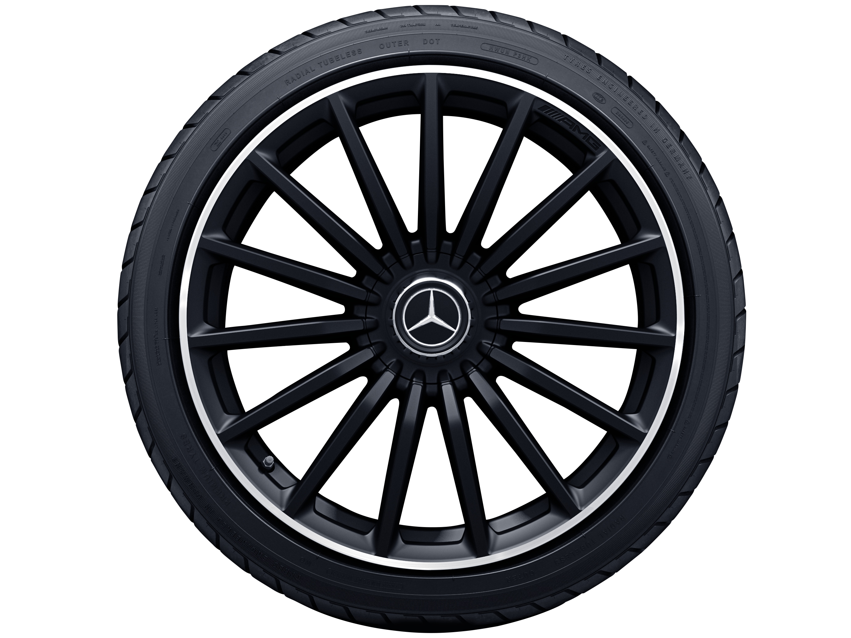 Llanta multirradio AMG, 50,8 cm (20 pulgadas), Pestaña de la llanta diamantada brillante - 9,5 J x 20 ET 25,5, negro mate