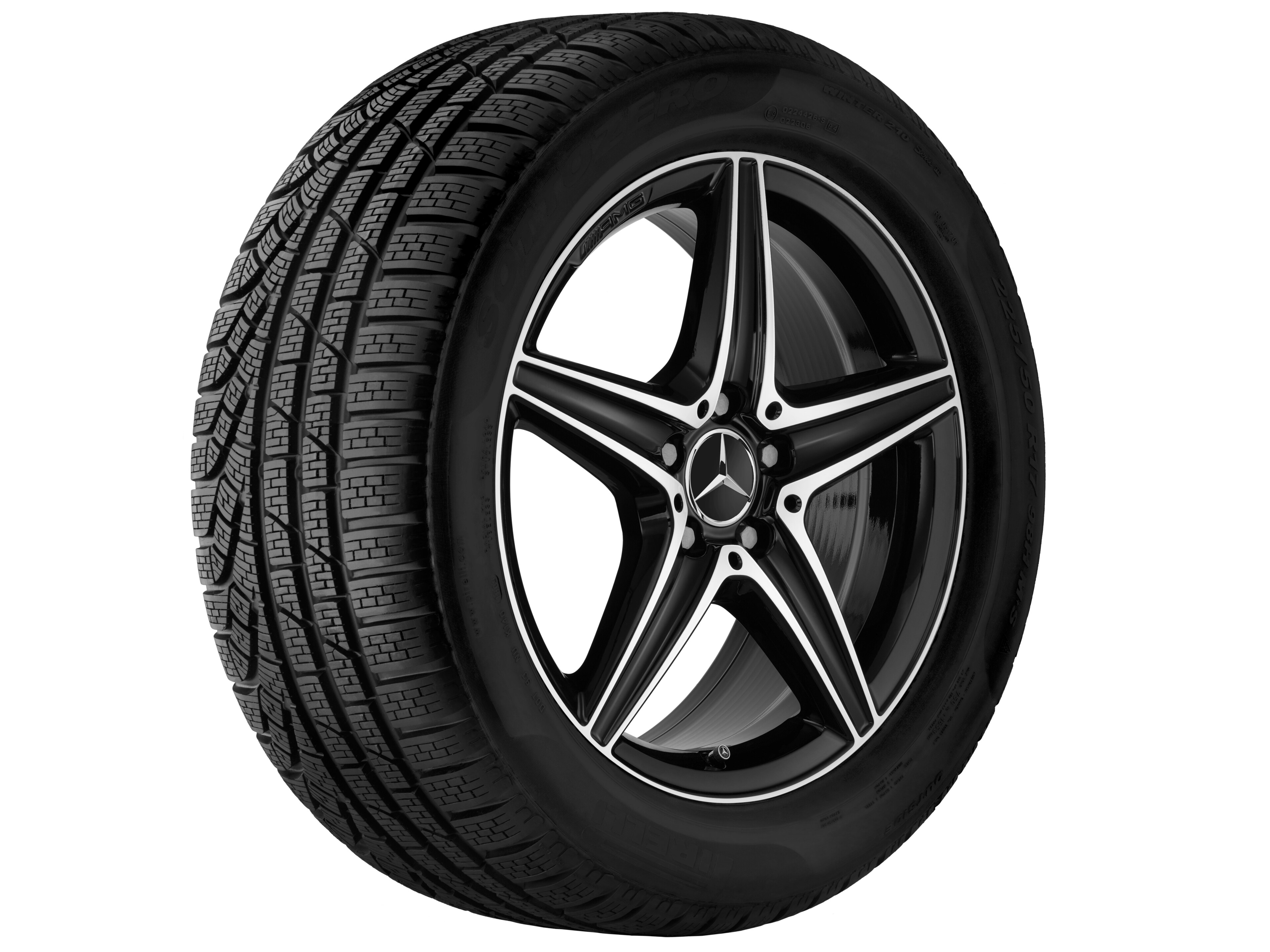 Llanta AMG de 5 radios, 45,7 cm (18 pulgadas) - 9 J x 18 ET 49, negro, pulido a alto brillo