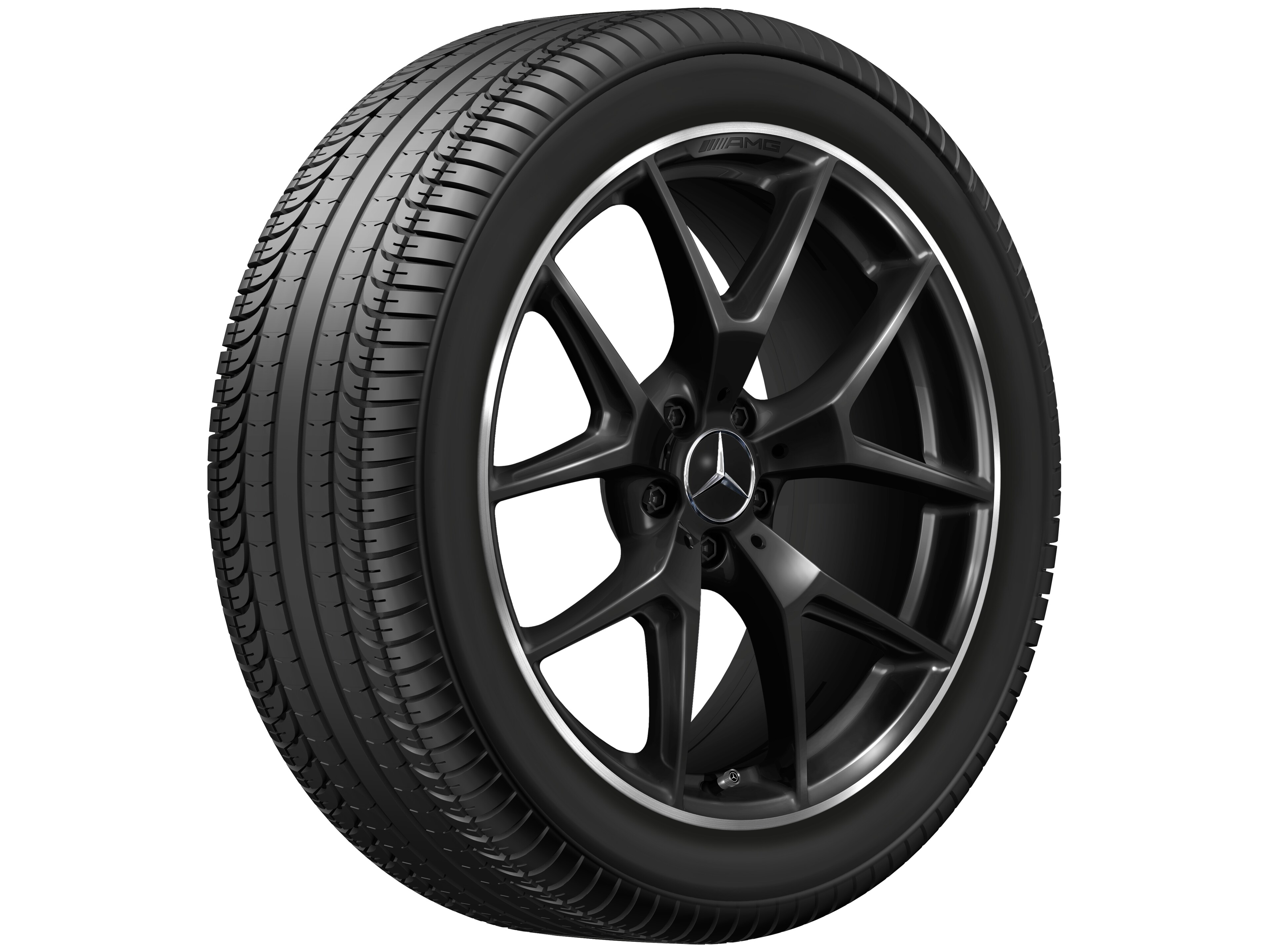 Llanta AMG de radios cruzados, 50,8 cm (20 pulgadas), Pestaña de la llanta diamantada brillante - 8,5 J x 20 ET 40, negro, Pestaña de la llanta pulida a alto brillo