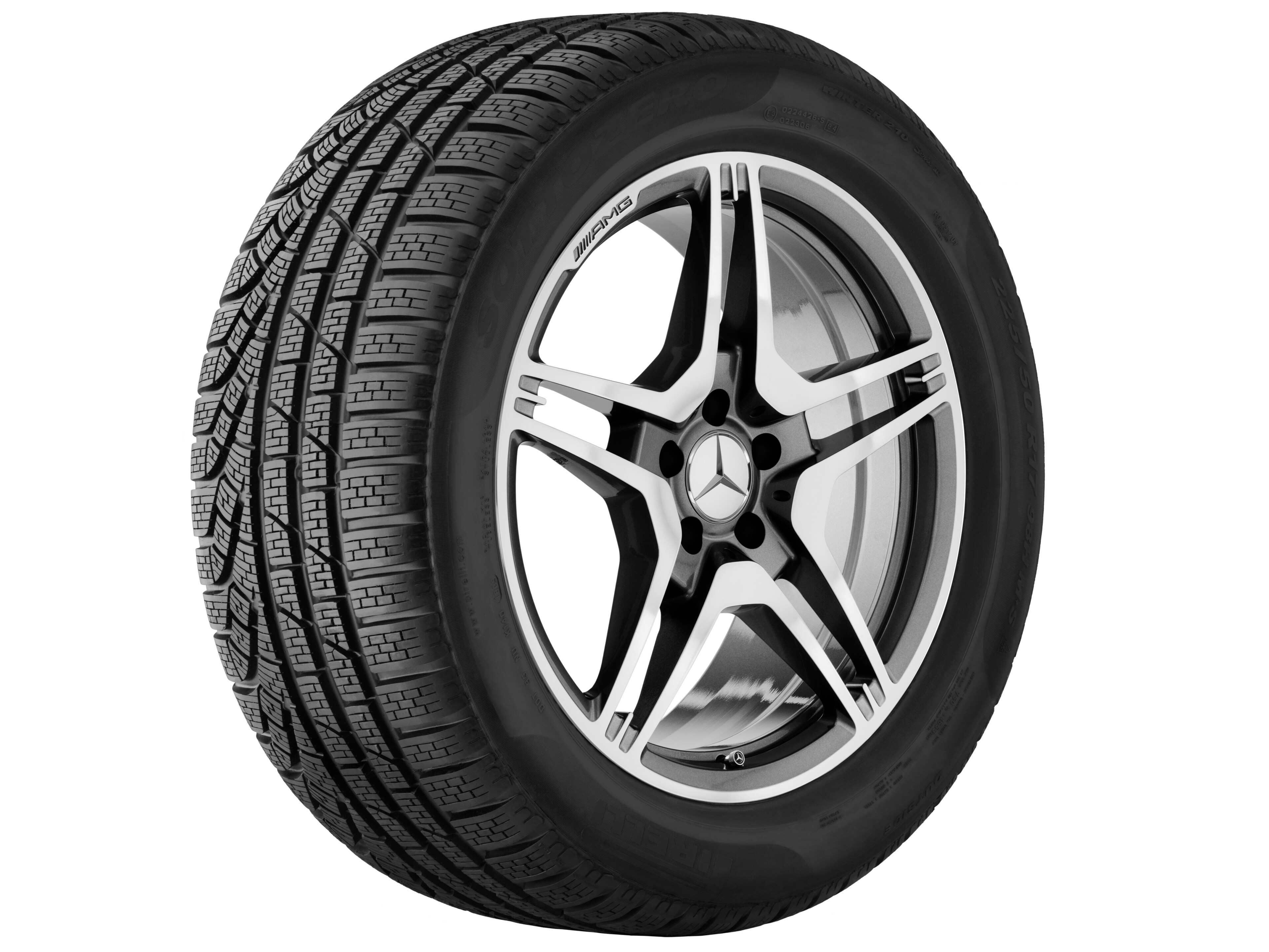 Llanta forjada AMG en diseño de 5 radios dobles, 48,3 cm (19 pulgadas) - 9,5 J x 19 ET 52, gris titanio, pulido