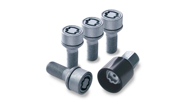 Juego de tornillos de rueda antirrobo, M12 x 1,5 x 40 - plata