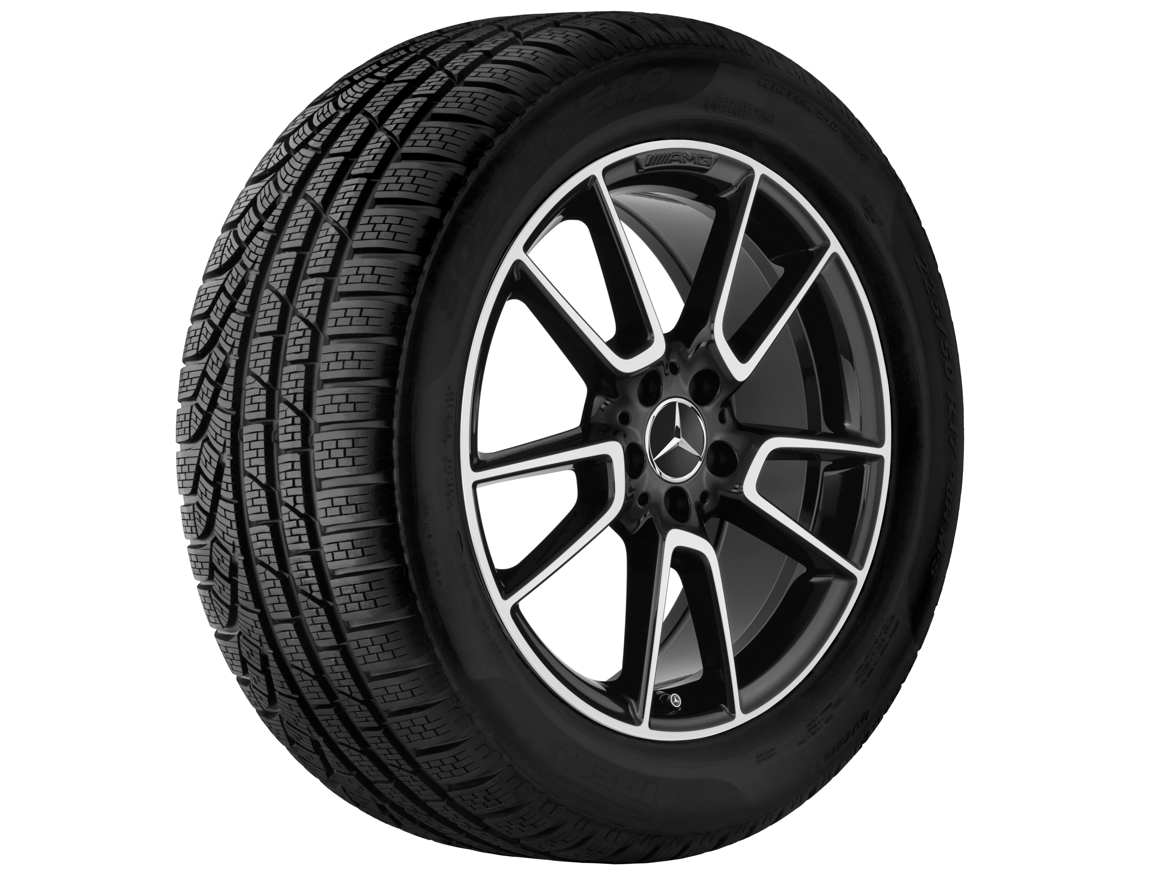 Llanta de 5 radios dobles AMG, 48,3 cm (19 pulgadas) - 7,5 J x 19 ET 44, negro, pulido a alto brillo