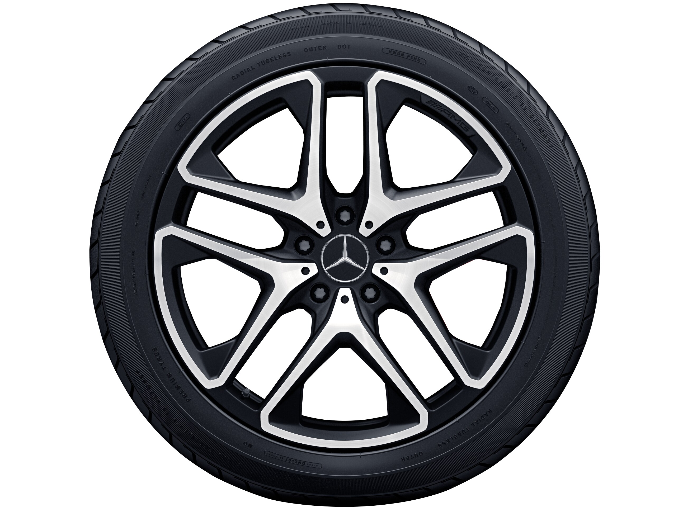 Llanta de 5 radios dobles AMG, 53,3 cm (21 pulgadas) - 10 J x 21 ET 33, negro mate, pulido a alto brillo