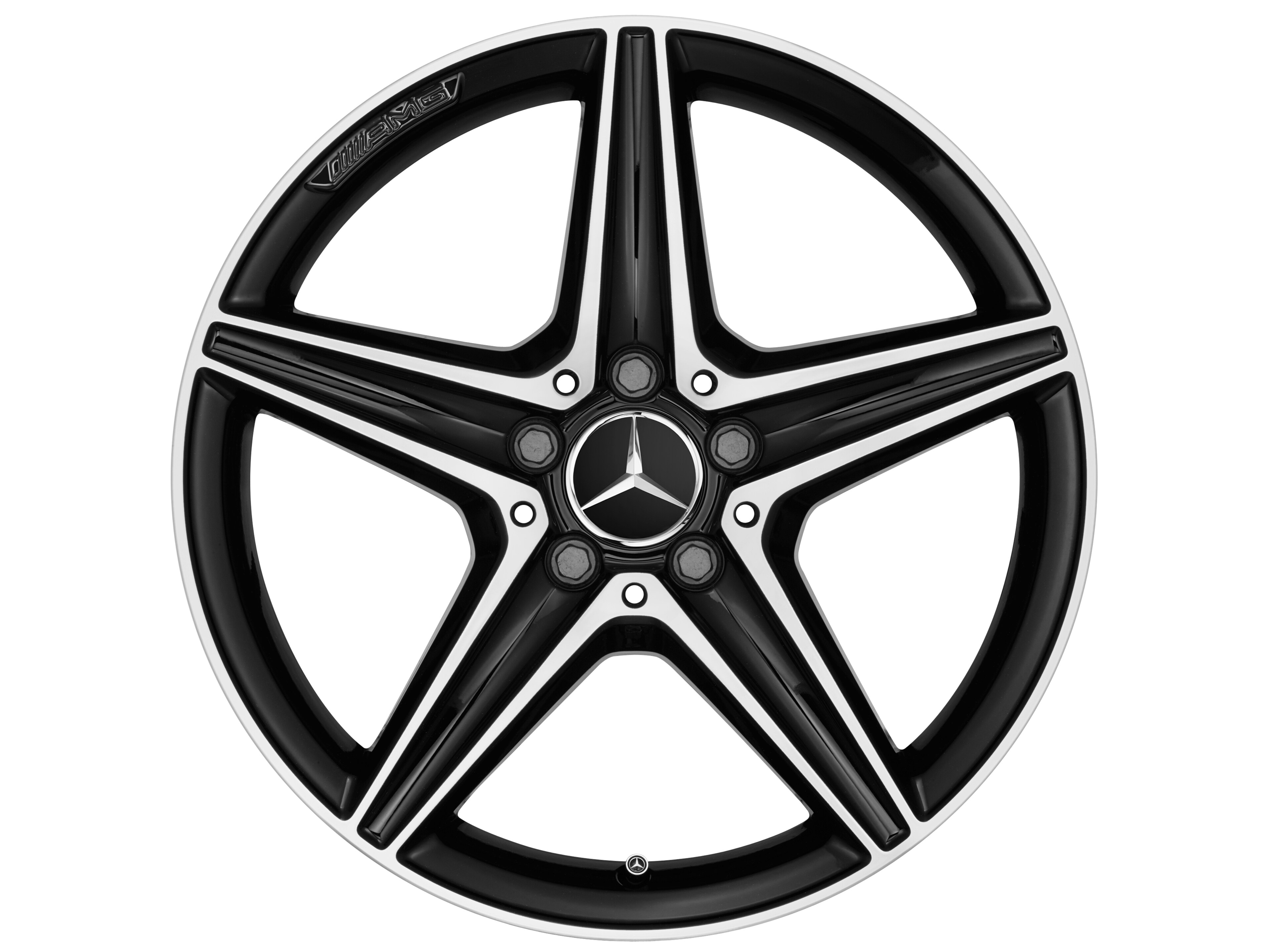 Llanta AMG de 5 radios, 45,7 cm (18 pulgadas) - 8 J x 18 ET 43, negro, pulido a alto brillo