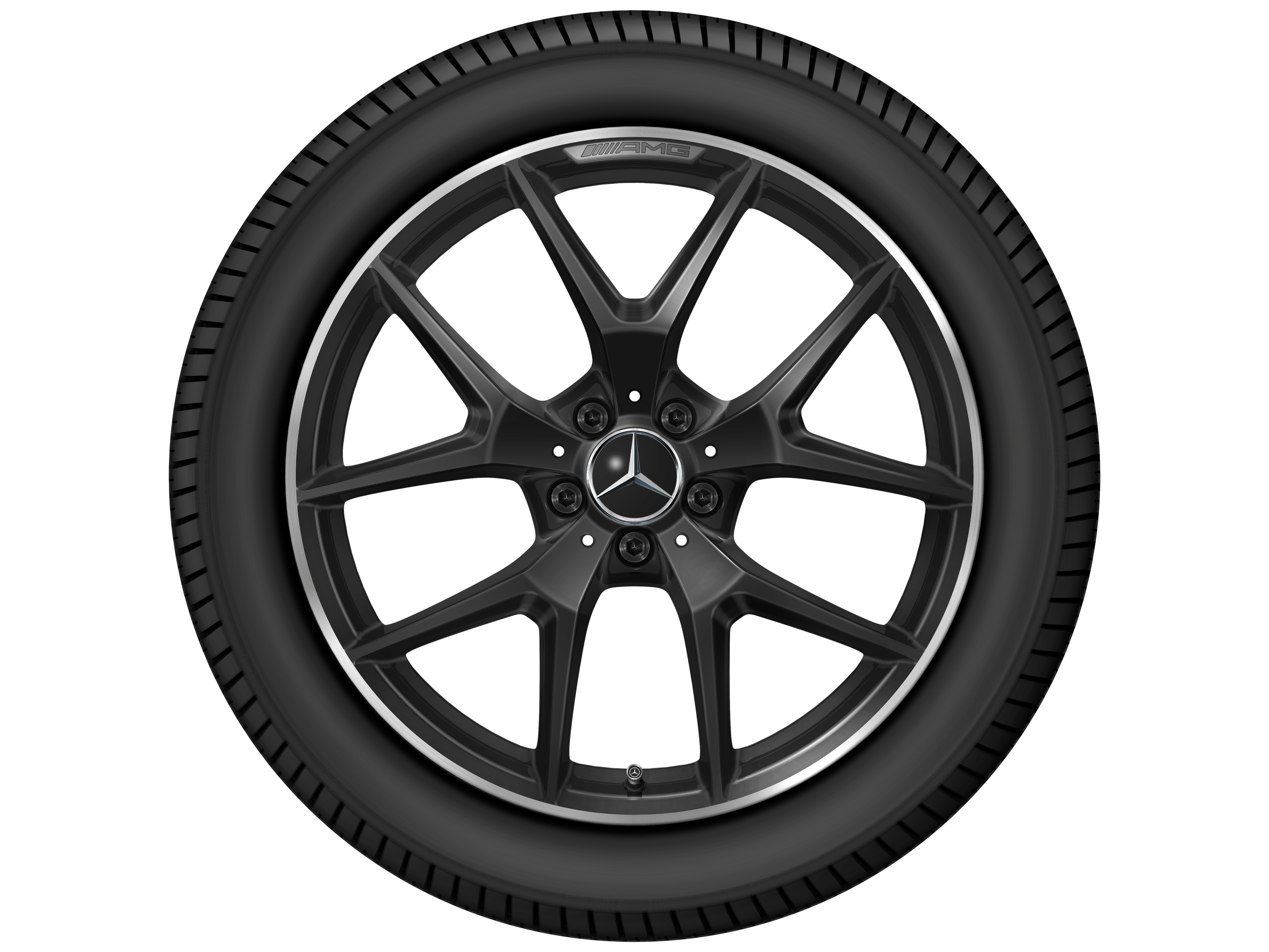 Llanta AMG de radios cruzados, 50,8 cm (20 pulgadas), Pestaña de la llanta diamantada brillante - 8,5 J x 20 ET 40, negro, Pestaña de la llanta pulida a alto brillo