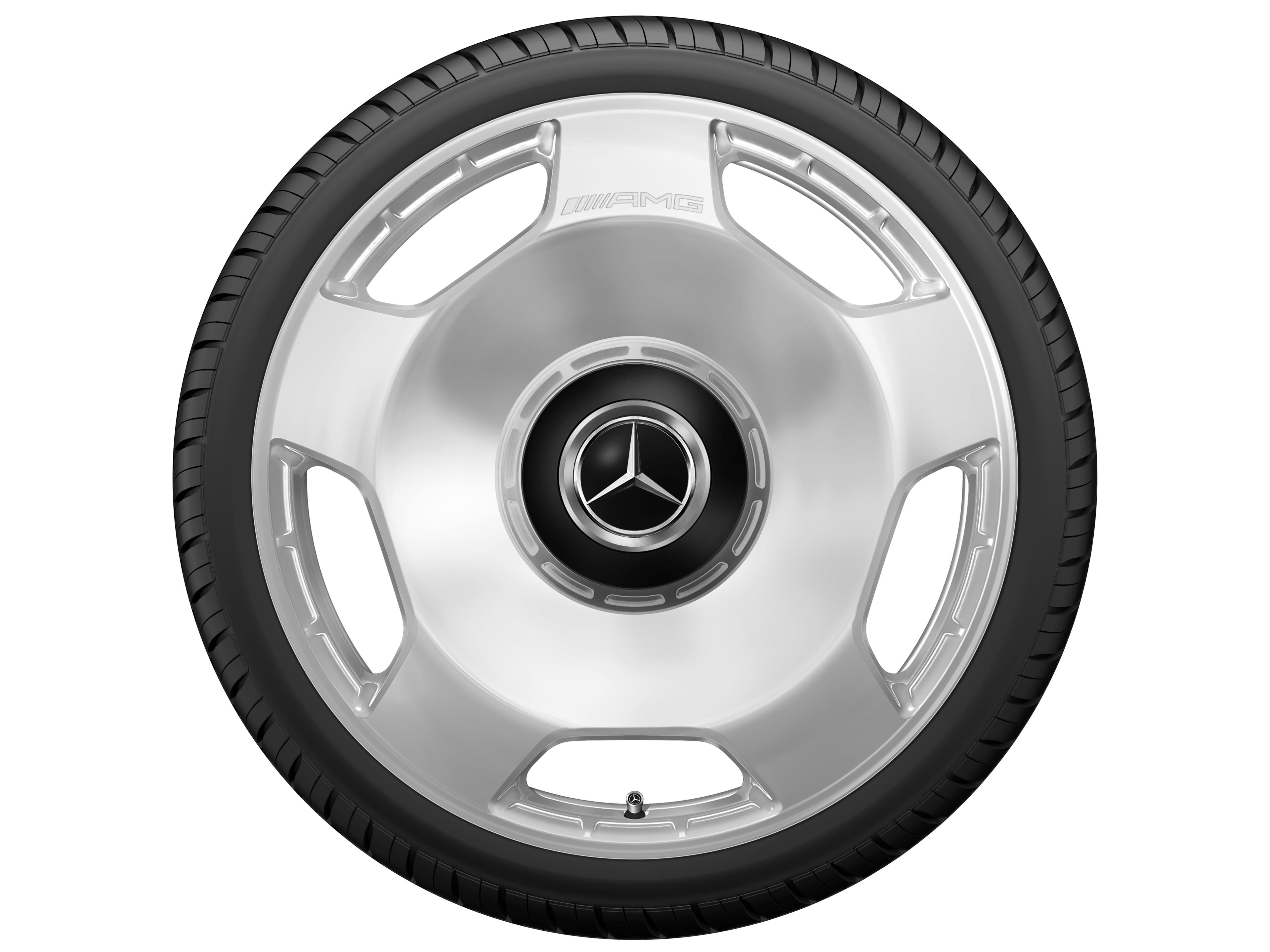 Llanta forjada AMG en diseño de 5 orificios, 53,3 cm (21 pulgadas) - 10 J x 21 ET 30, plata, pulido a alto brillo