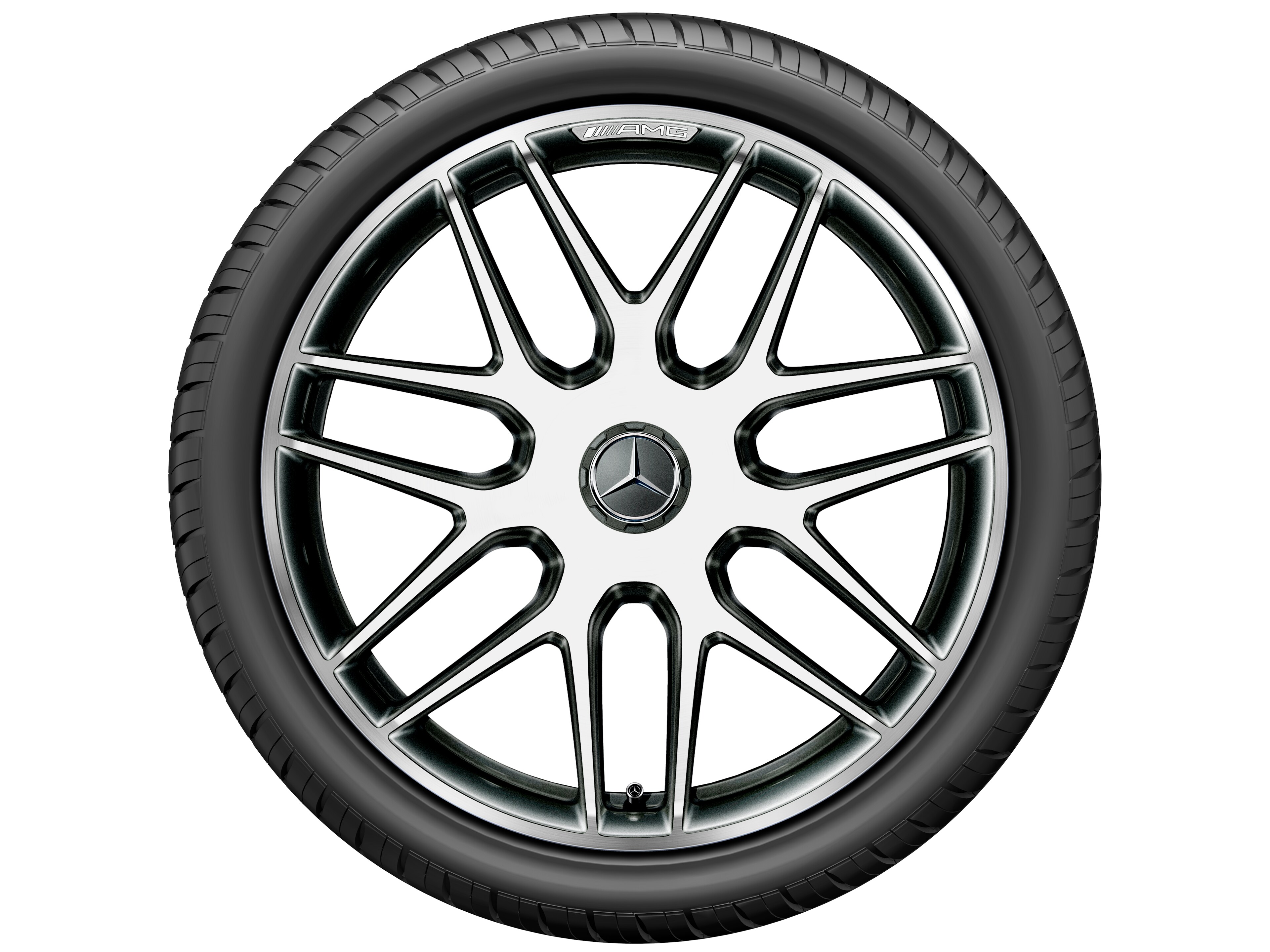 Llanta forjada AMG en diseño de radios cruzados, 50,8 cm (20 pulgadas) - 9,5 J x 20 ET 25, plata, pulido a alto brillo