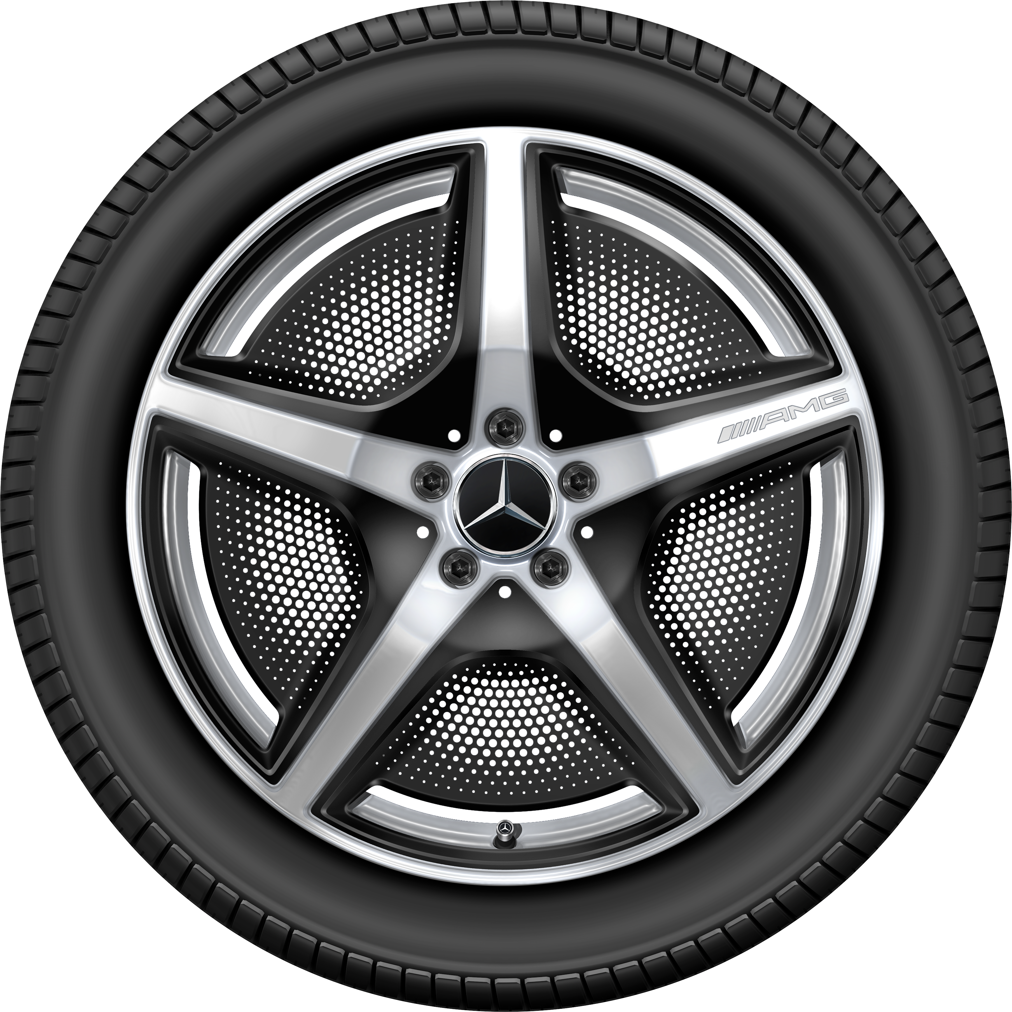 Llanta AMG de 5 radios, 50,8 cm (20 pulgadas) - 9 J x 20 ET 50, plata vanadio, de alto brillo