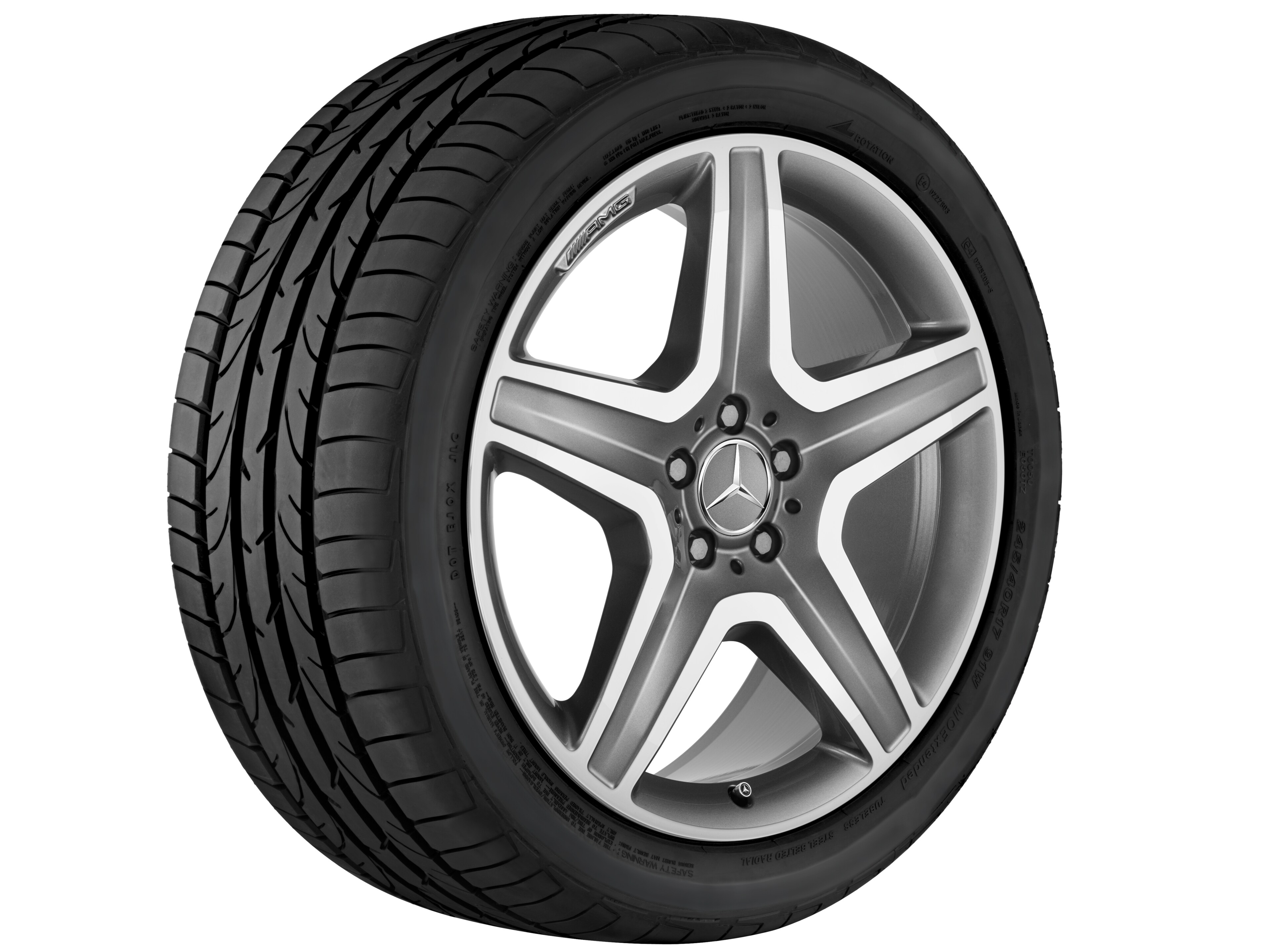 Llanta AMG de 5 radios, 50,8 cm (20 pulgadas) - 9 J x 20 ET 57, gris titanio, pulido a alto brillo