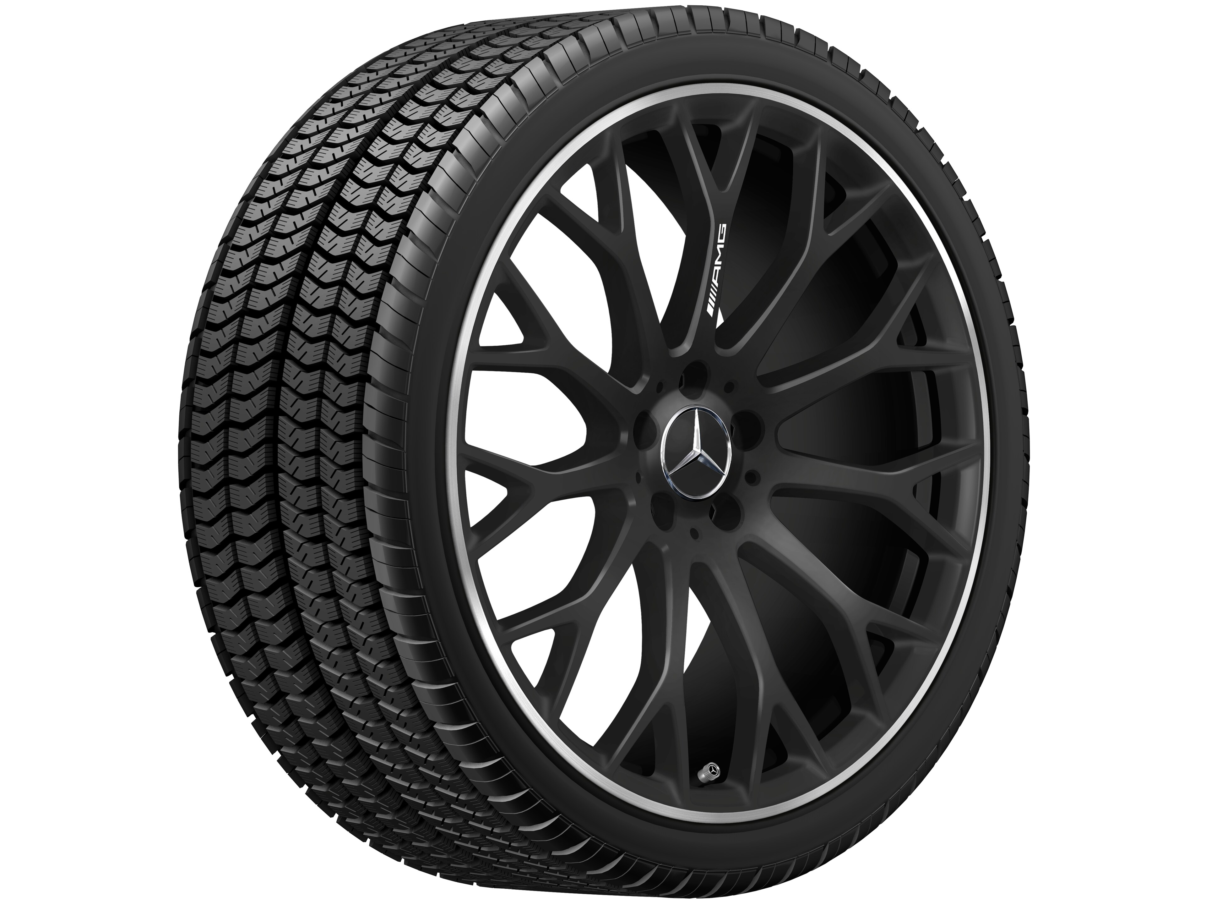 Llanta AMG de radios cruzados, 53,3 cm (21 pulgadas) - 11 J x 21 ET 67, negro mate, Pestaña de la llanta pulida a alto brillo