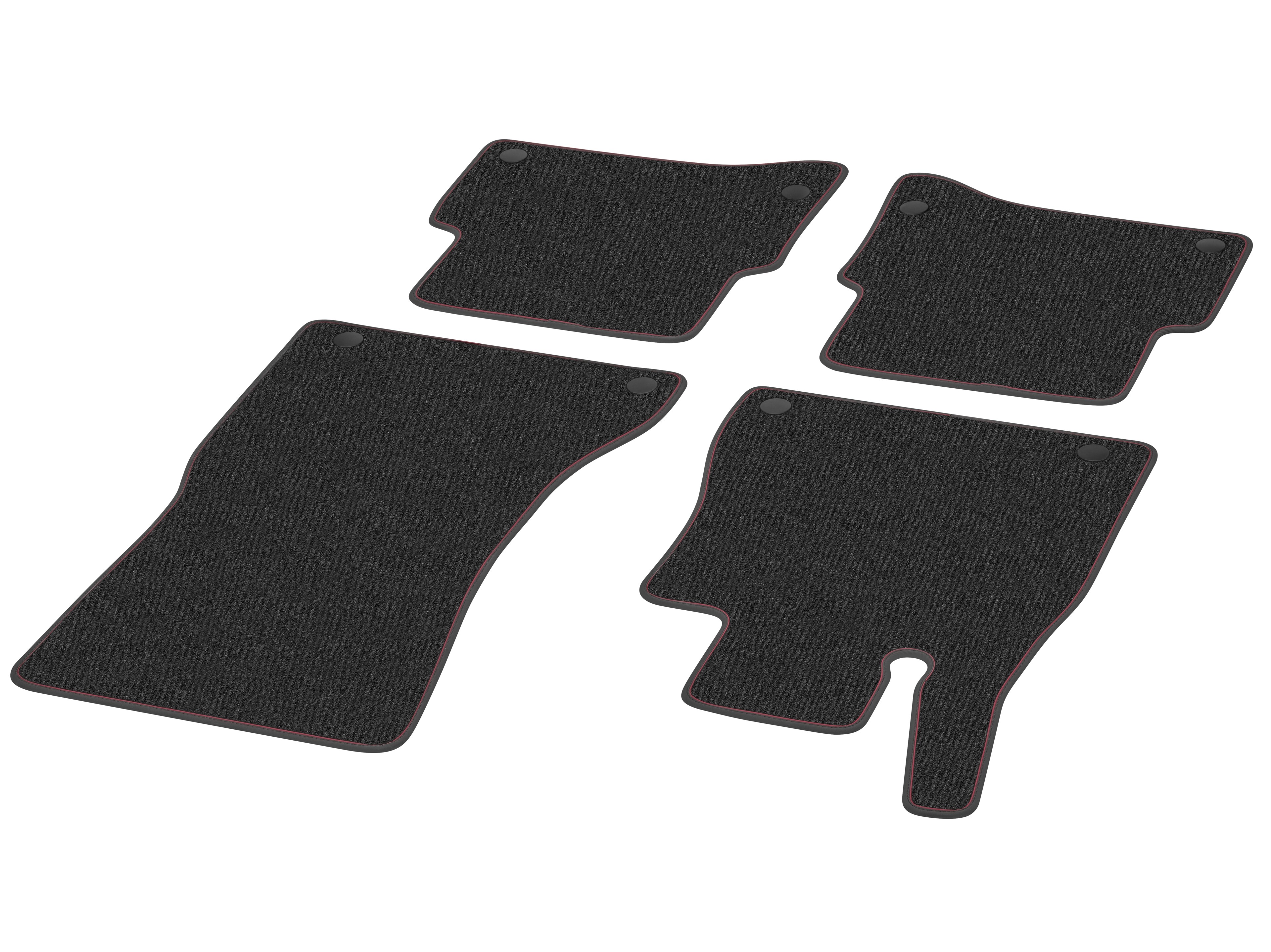 Alfombrillas Kit, 4 piezas, Paquete exclusivo P34 - Dirección a la derecha, negro / rojo carmín