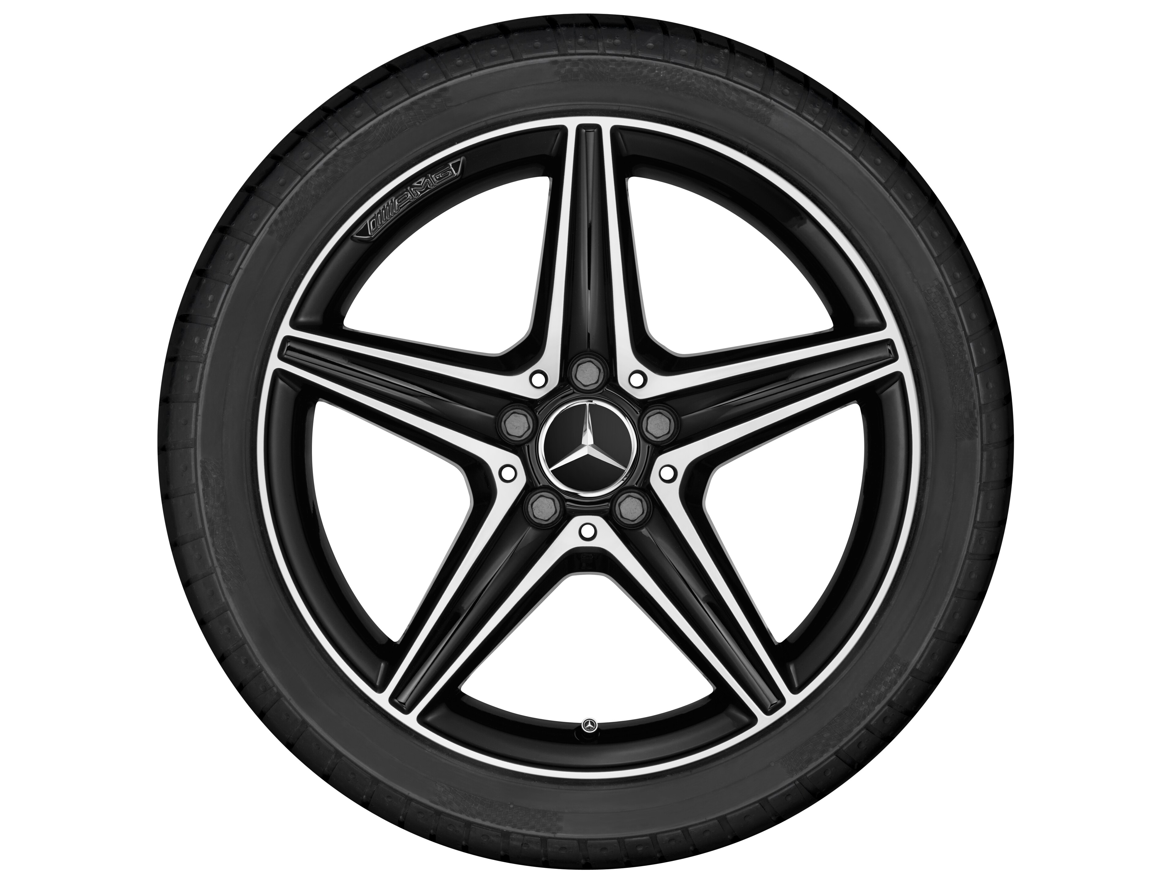 Llanta AMG de 5 radios, 45,7 cm (18 pulgadas) - 9 J x 18 ET 49, negro, pulido a alto brillo