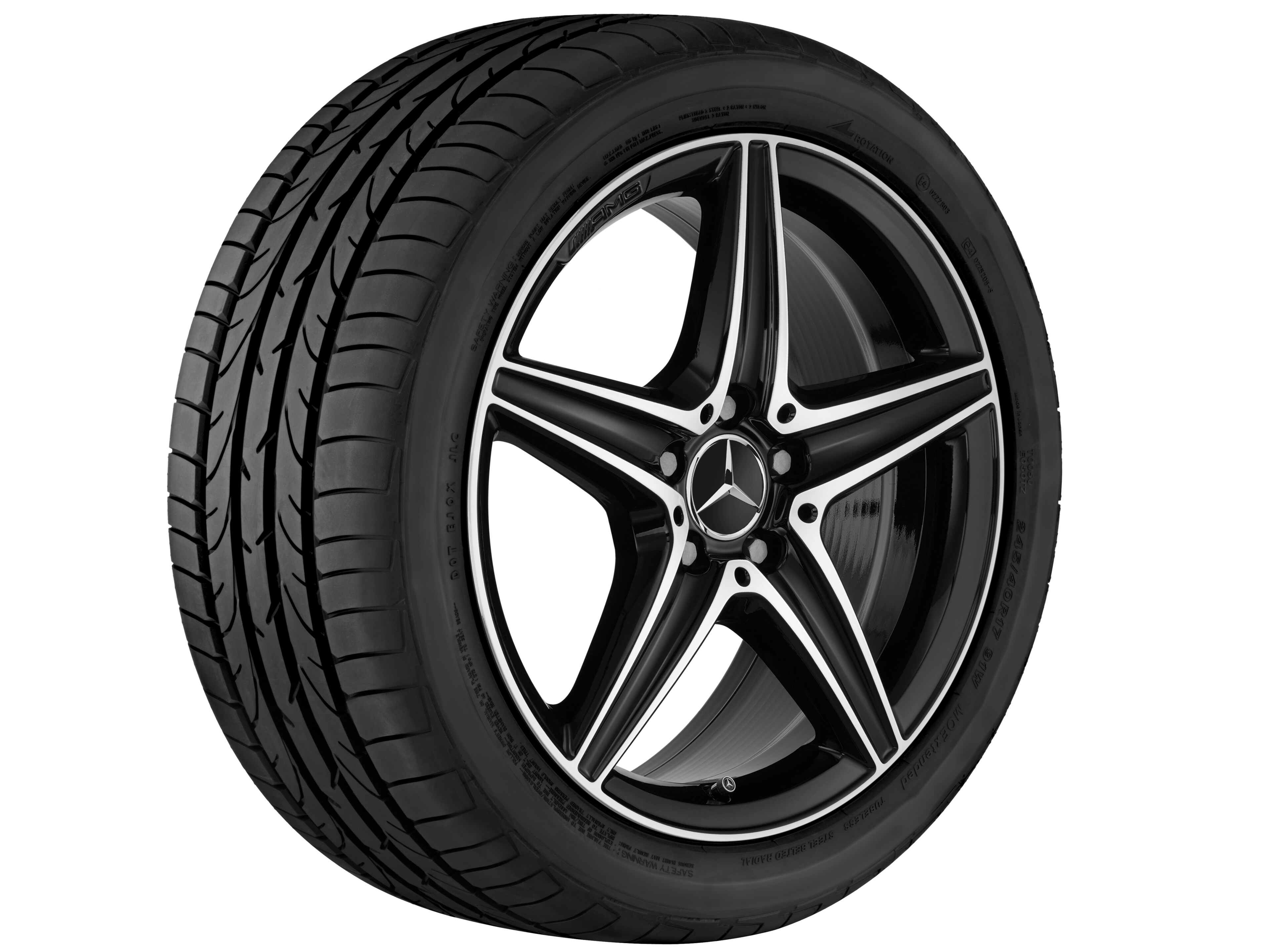 Llanta AMG de 5 radios, 45,7 cm (18 pulgadas) - 9 J x 18 ET 49, negro, pulido a alto brillo