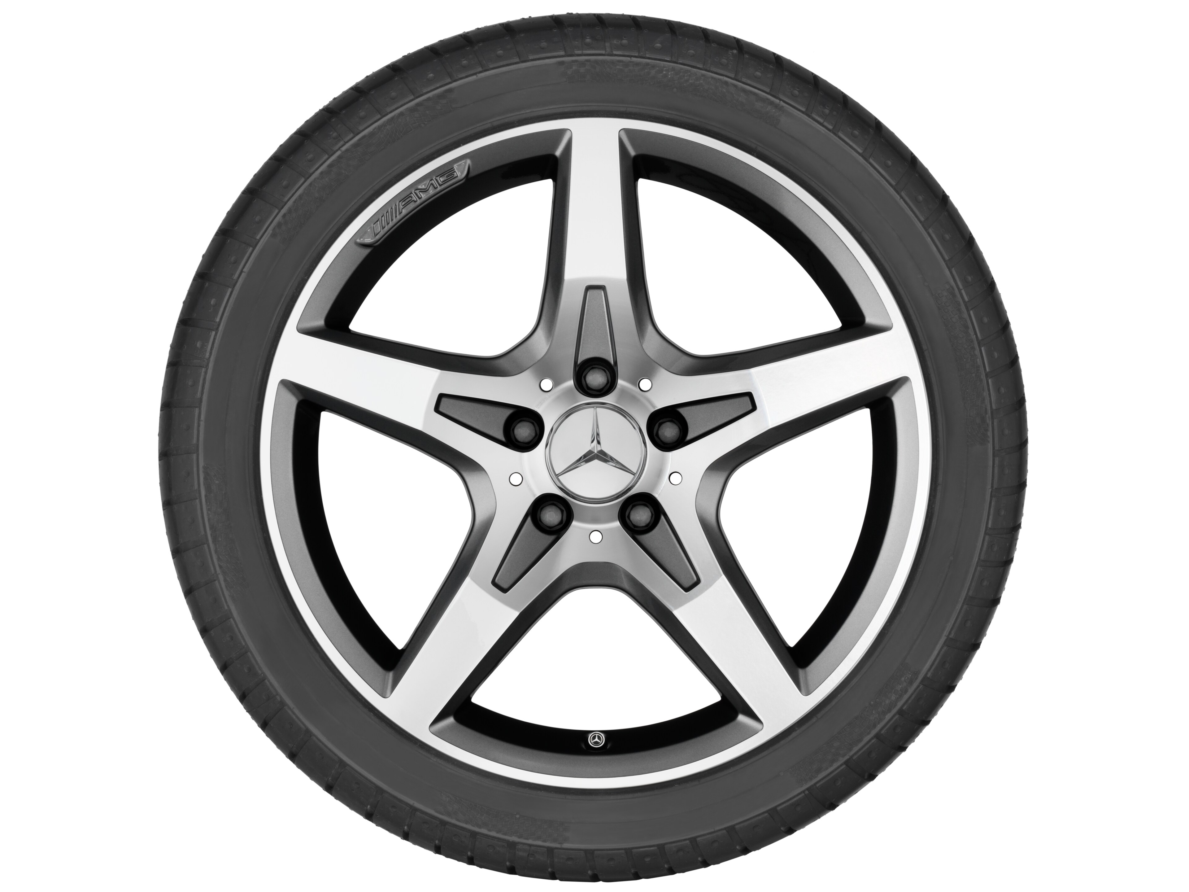 Llanta AMG de 5 radios, 45,7 cm (18 pulgadas) - 7,5 J x 18 ET 42, gris titanio, pulido a alto brillo