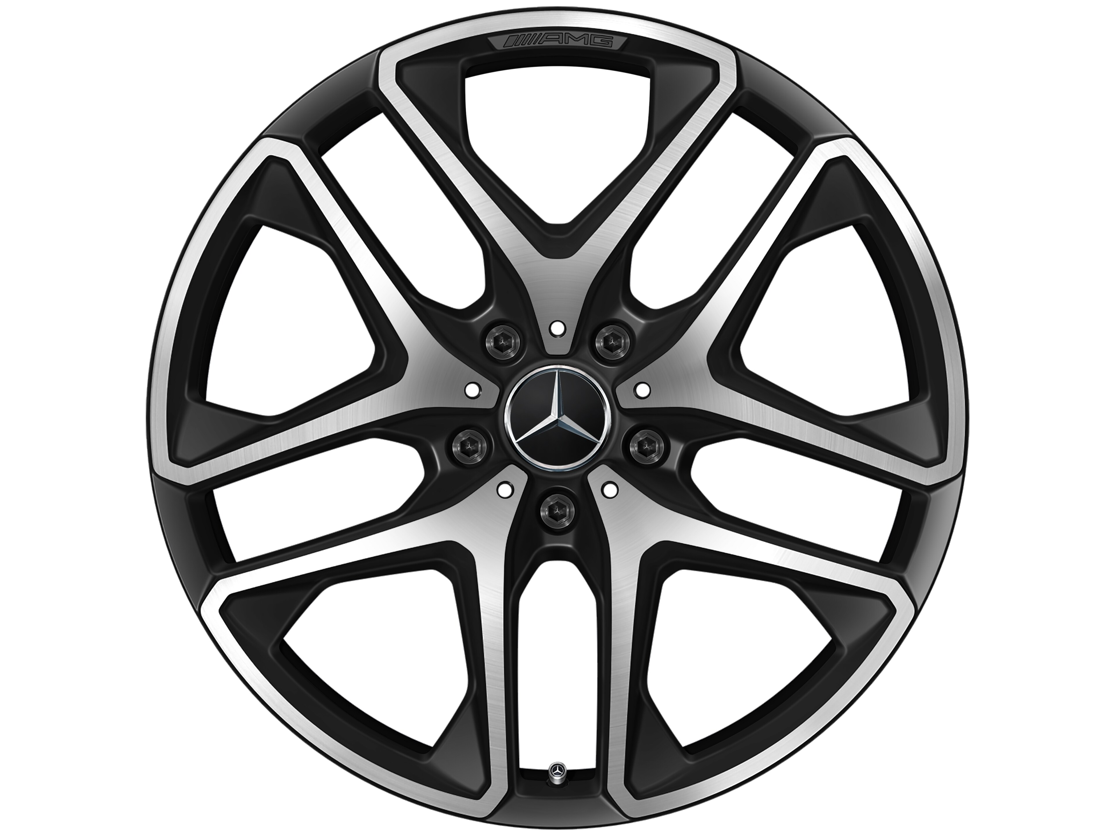Llanta de 5 radios dobles AMG, 53,3 cm (21 pulgadas) - 10 J x 21 ET 33, negro mate, pulido a alto brillo