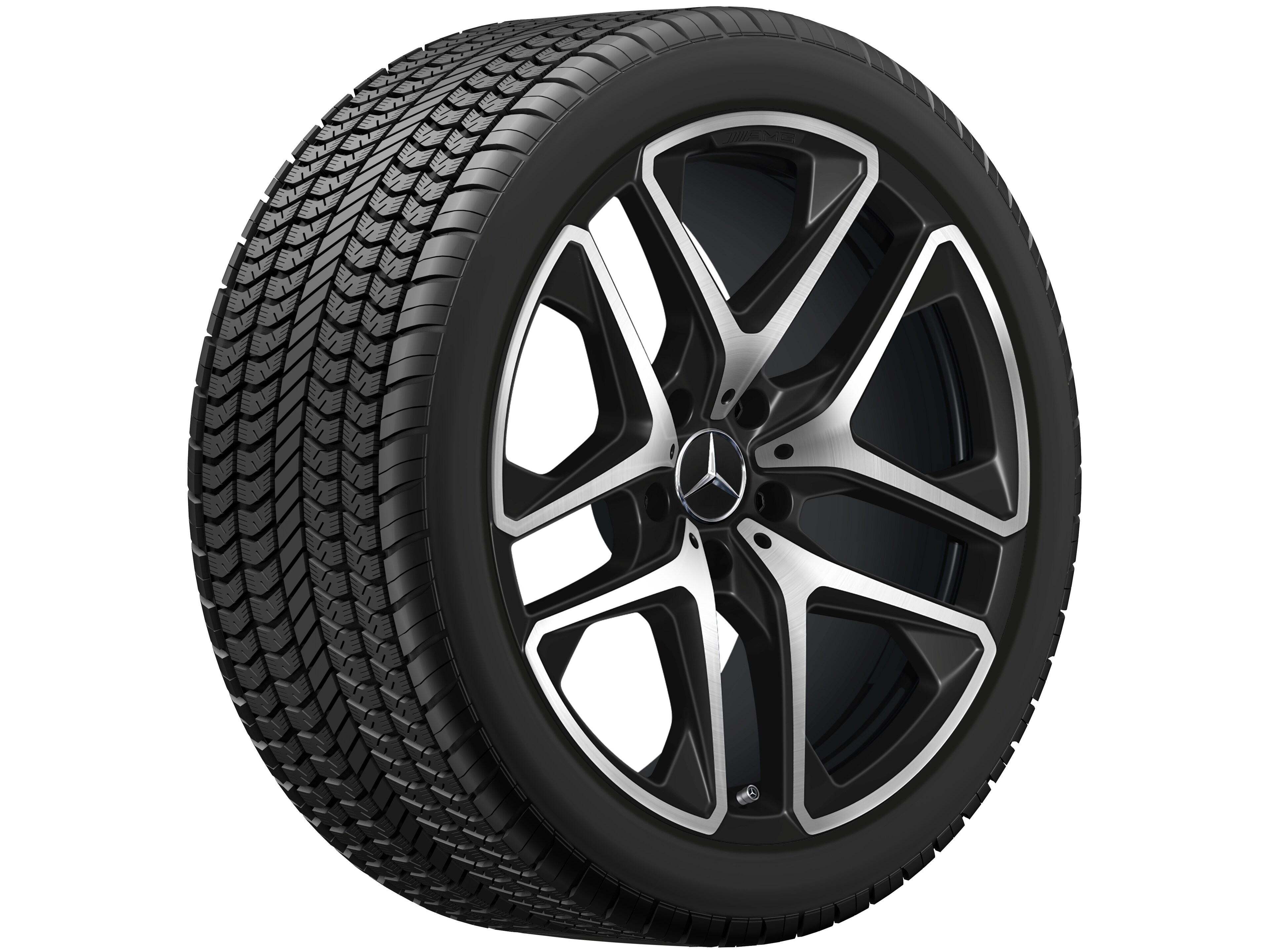 Llanta de 5 radios dobles AMG, 53,3 cm (21 pulgadas) - 10 J x 21 ET 33, negro mate, pulido a alto brillo