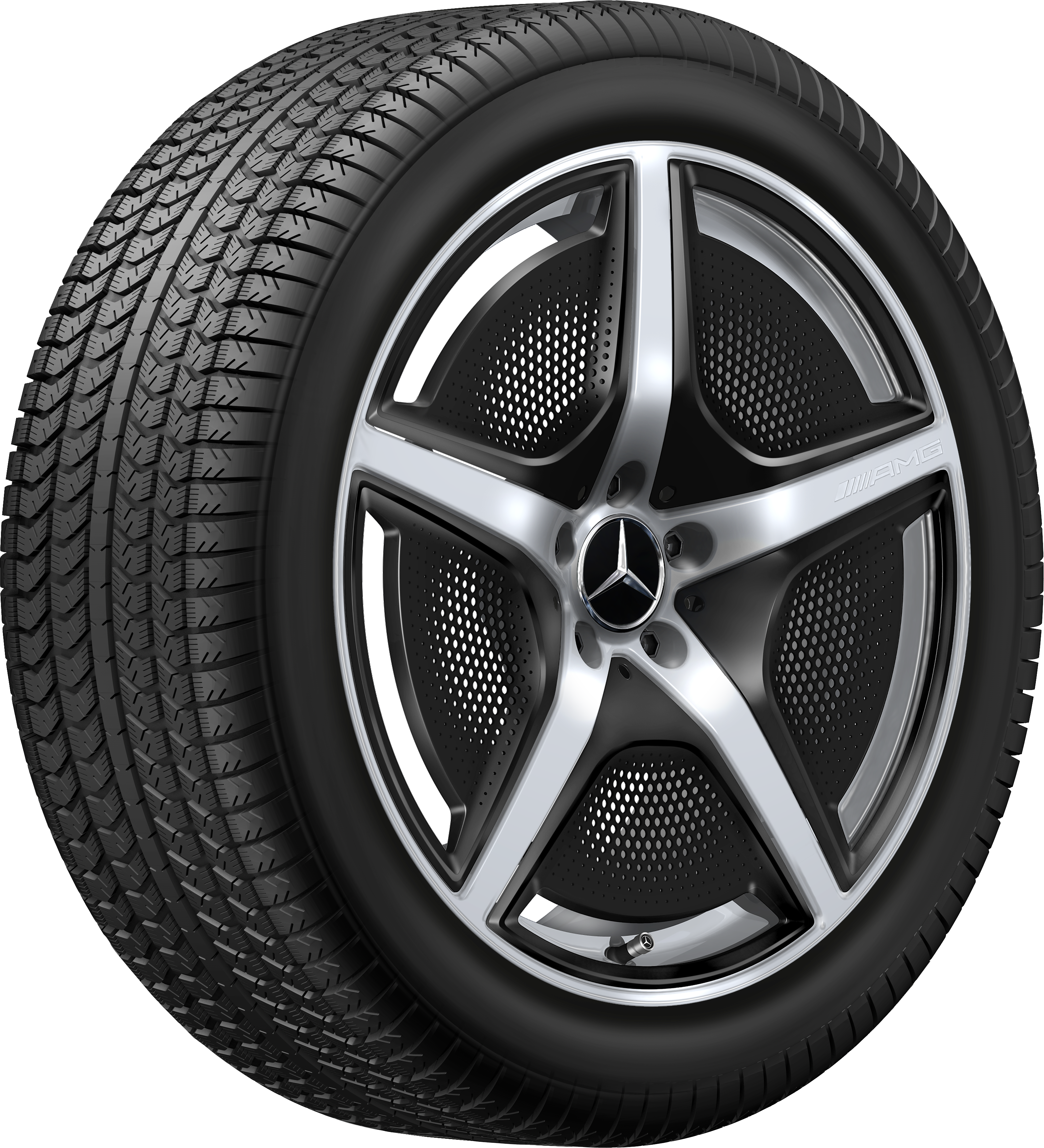 Llanta AMG de 5 radios, 50,8 cm (20 pulgadas) - 10 J x 20 ET 66, plata vanadio, de alto brillo