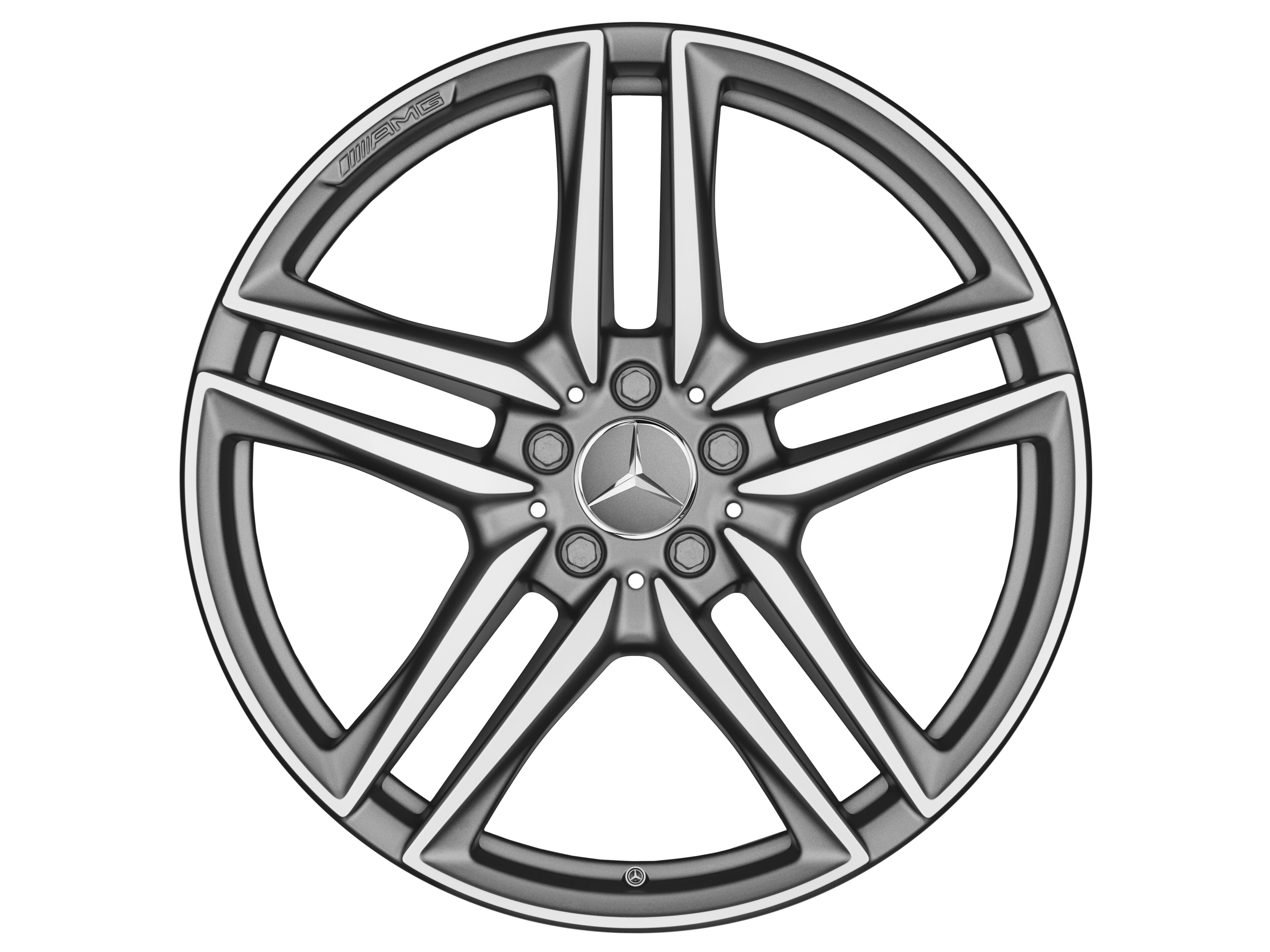 Llanta de 5 radios dobles AMG, 50,8 cm (20 pulgadas) - 10 J x 20 ET 55, gris titanio mate, pulido a alto brillo