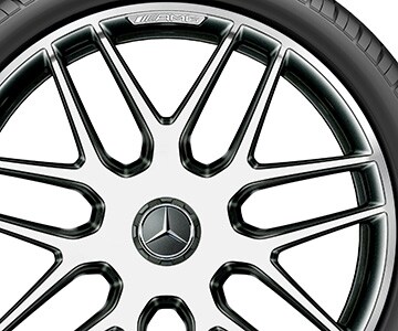 Llanta forjada AMG en diseño de radios cruzados, 50,8 cm (20 pulgadas) - 9,5 J x 20 ET 25, plata, pulido a alto brillo